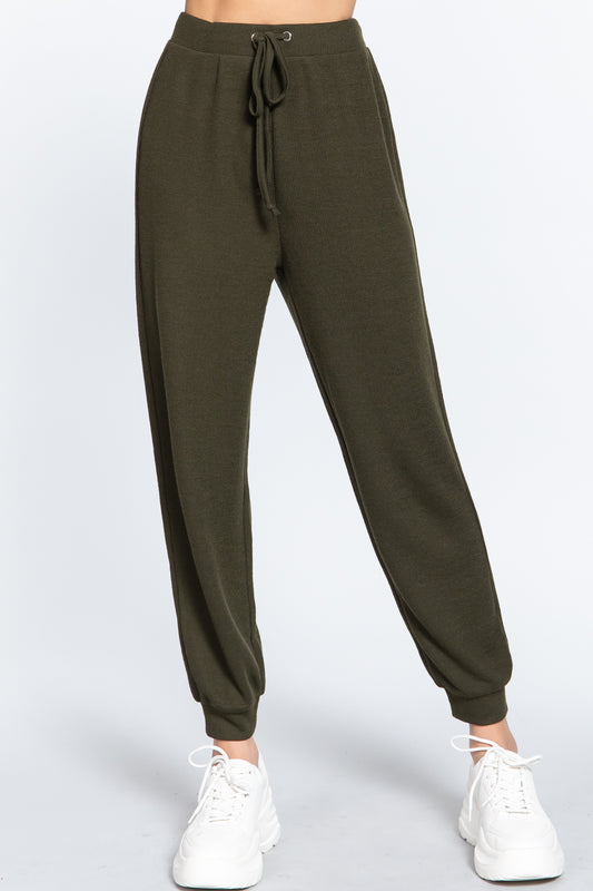 Waist String Detail Hacci Long Pants - https://www.luxenorstore.com