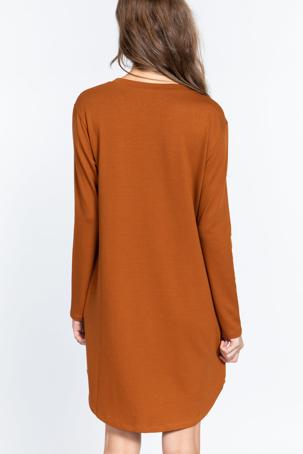 Long Slv French Terry Mini Dress - https://www.luxenorstore.com