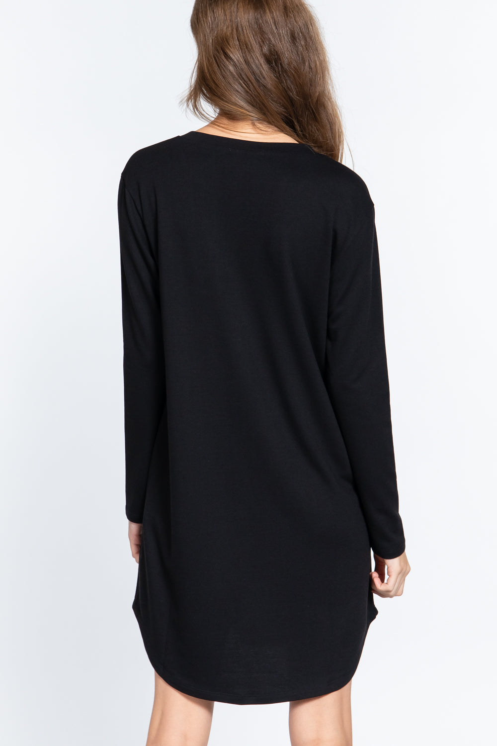 Long Slv French Terry Mini Dress - https://www.luxenorstore.com