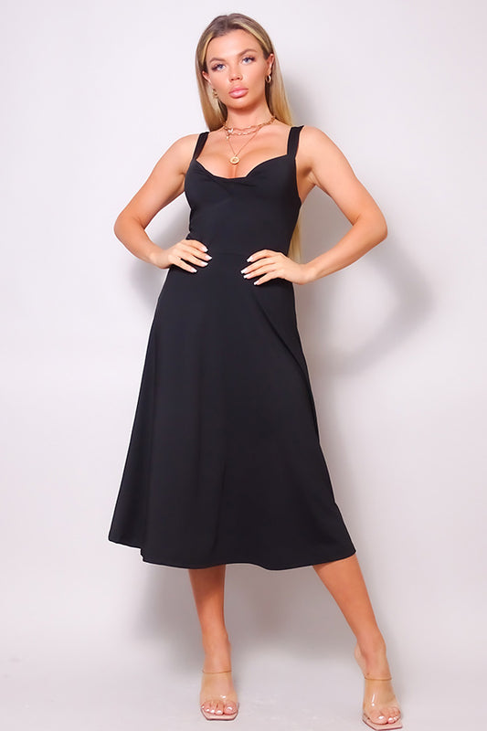 Sleeveless Twist Front A Line Midi Dress - https://www.luxenorstore.com