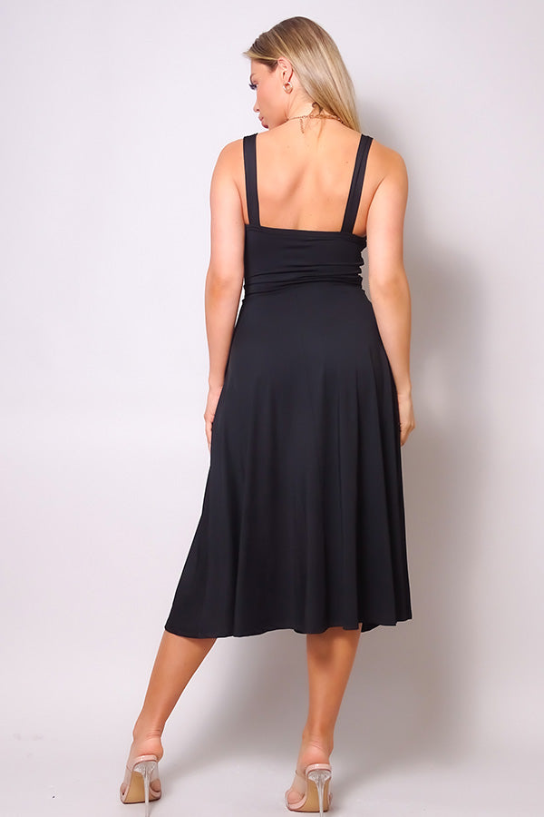 Sleeveless Twist Front A Line Midi Dress - https://www.luxenorstore.com