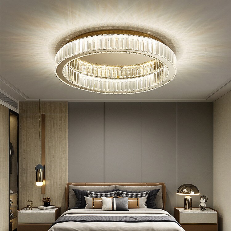 Modern Simple Crystal Circle Lamp Ceiling Chandelier Living Room Bedroom Study Decorative Led Indoor Lighting