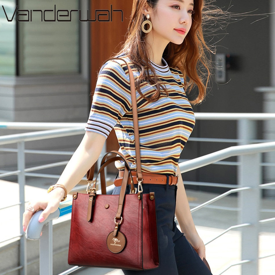 3 Layers Casual Tote Vintage Ladies Tote Hand Bag Leather Luxury Handbags Women Designer Bags for Women 2021 Sac A Main Femme - https://www.luxenorstore.com
