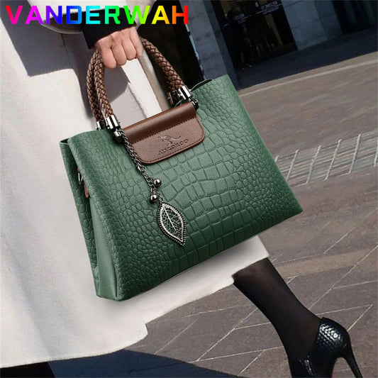 Genuine Brand Leather 3 Layers Alligator Crossbody Bag for Women Female Shoulder Messenger Sac Luxury Designer Ladies Handbags - https://www.luxenorstore.com