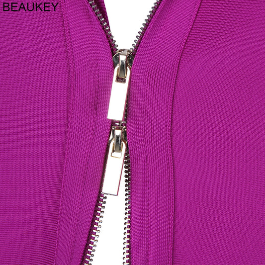 BEAUKEY Long Sleeve Knee Length Top Quality HL Bandage Dress Office Lady Bodycon Dress Color Black Wine Red Purple Plus Size XL - https://www.luxenorstore.com