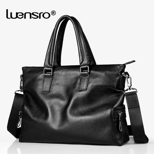 Men Briefcase Genuine Leather Laptop Bag Men's Messenger Fashion Business Male Handbags Shoulder Bags Men Briefcase Tote Bag - https://www.luxenorstore.com