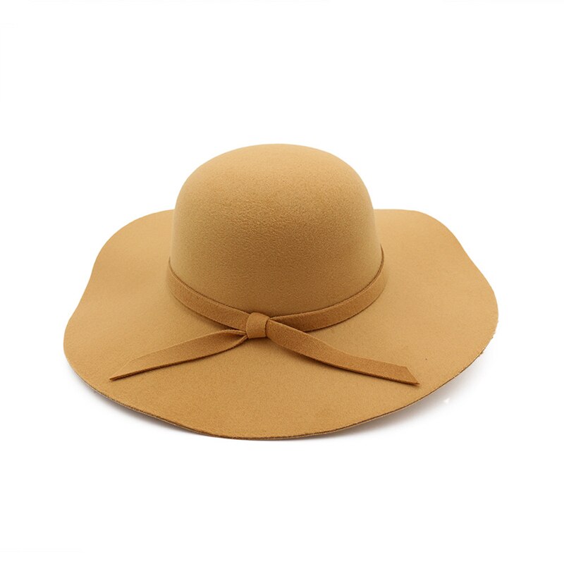 winter Hats For Women Bucket cap Soft Vintage Wide Brim Wool Felt Bowler Fedora Hat Floppy Cloche Women's Large Hat Church cap