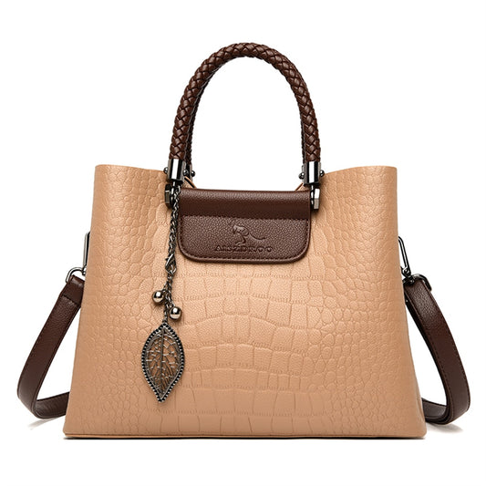 Genuine Brand Leather 3 Layers Alligator Crossbody Bag for Women Female Shoulder Messenger Sac Luxury Designer Ladies Handbags - https://www.luxenorstore.com