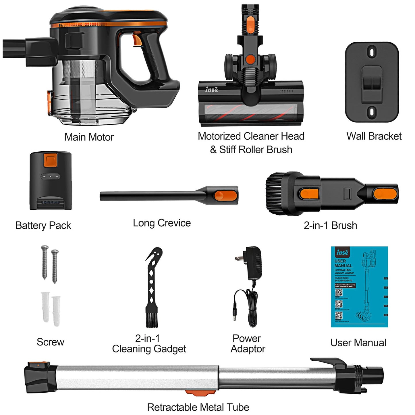 INSE S600 Cordless Wireless Handheld Vacuum,23Kpa Suction Power,1.2L Dust Cup,Removable Battery,250W Handheld Vacuum