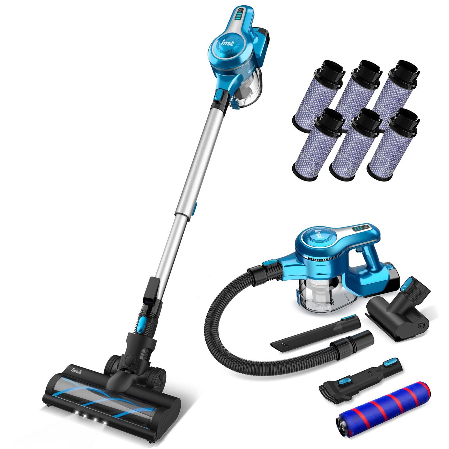 INSE Cordless Vacuum Cleaner Up to 45min Runtime, Rechargeable Battery Vacuum, Lightweight Vacuum for Carpet Hard Floor Pet Hair