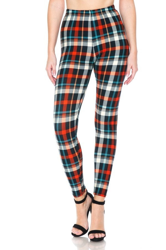 Multi Printed, High Waisted, Leggings With An Elasticized Waist Band