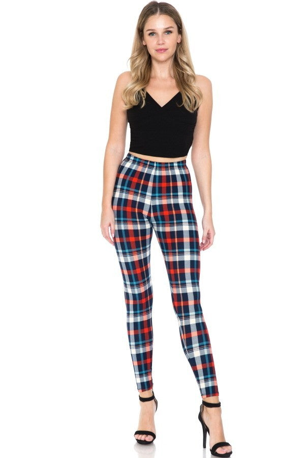 Multi Printed, High Waisted, Leggings With An Elasticized Waist Band