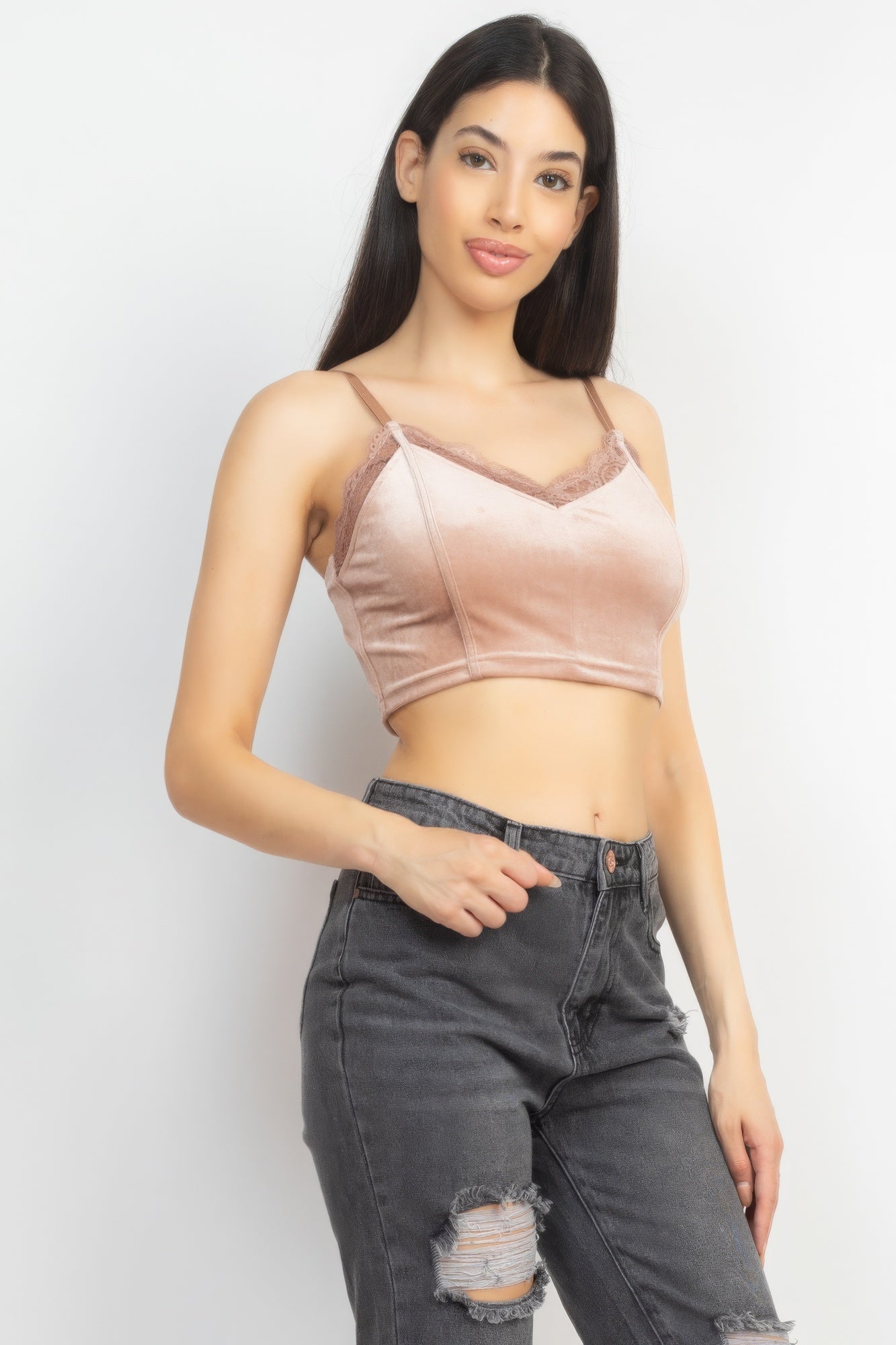 Sleeveless Corset Velvet Crop Top