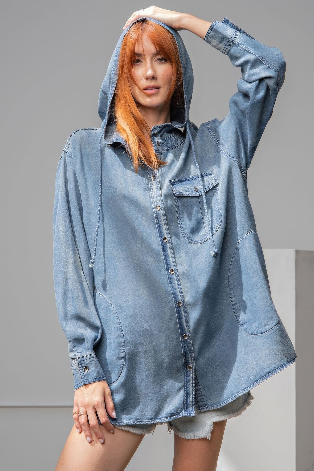 Washed Denim Shirt Jacket