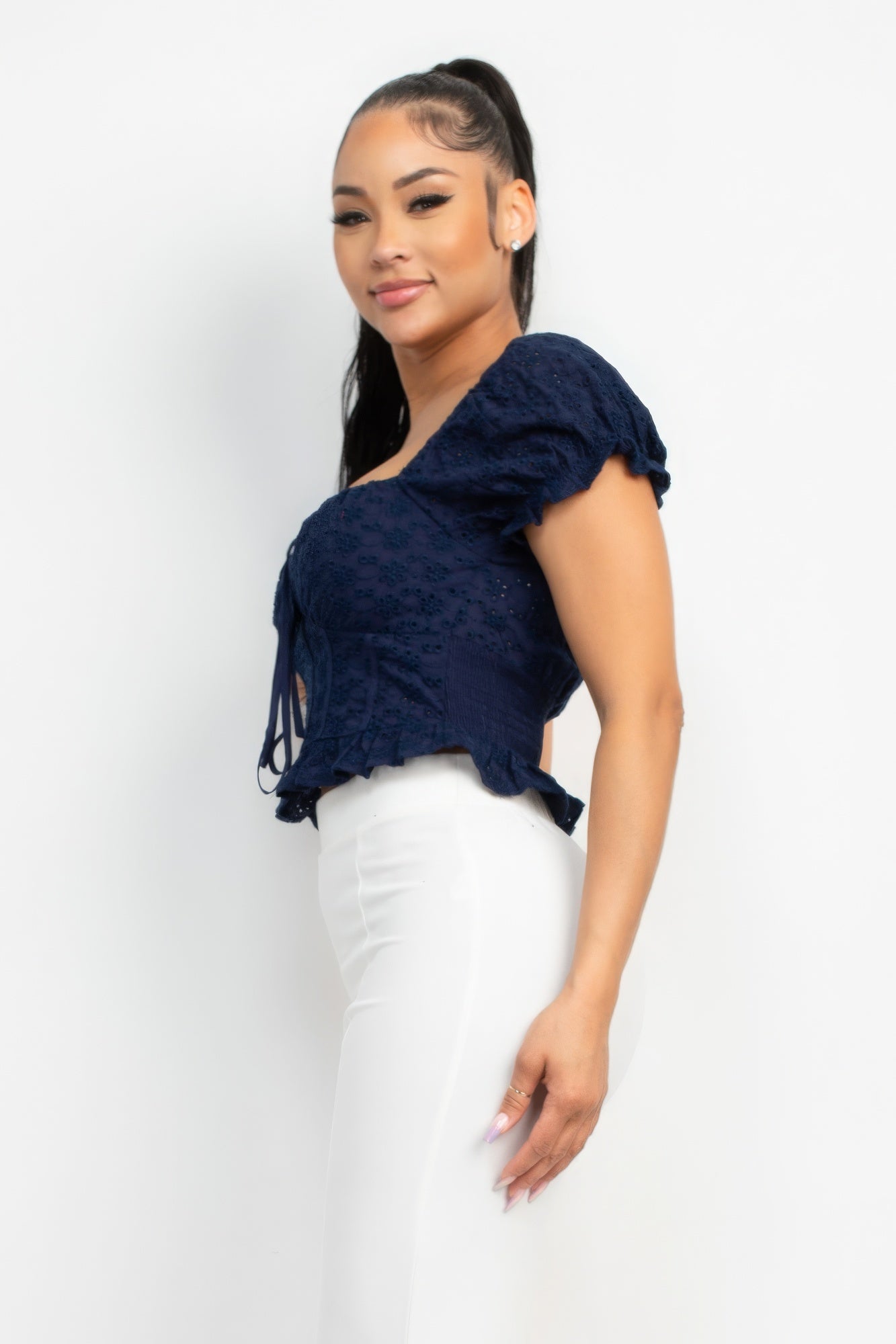 Eyelet Embroidered Smock Top