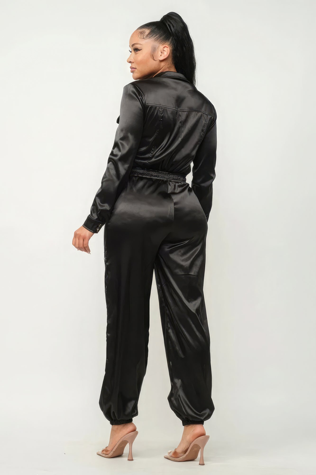 Front Zipper Pockets Top And Pants Jumpsuit