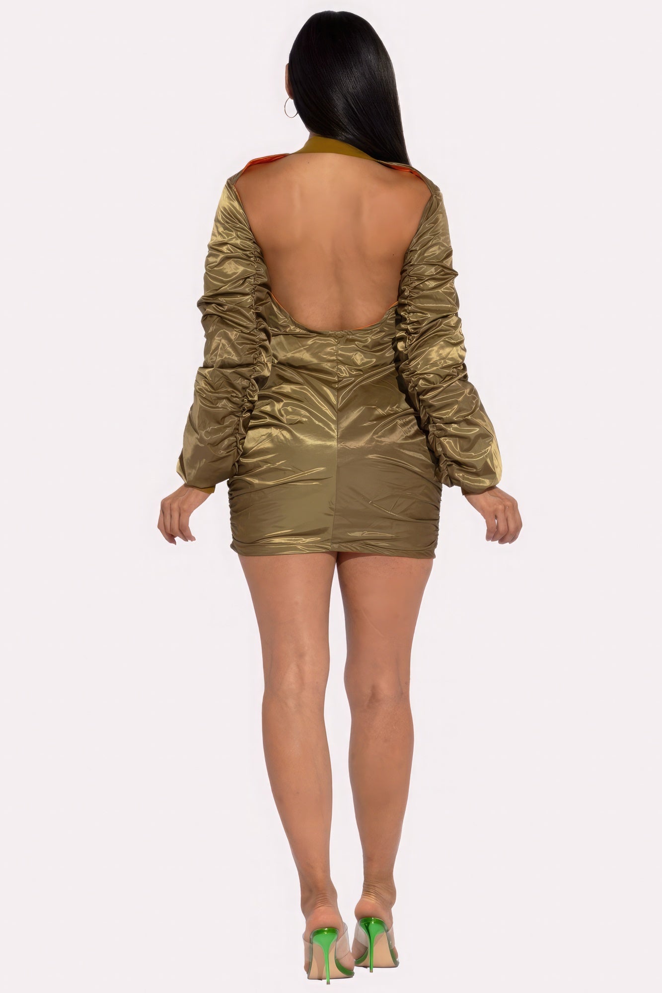 Backless Bomber Mini Dress