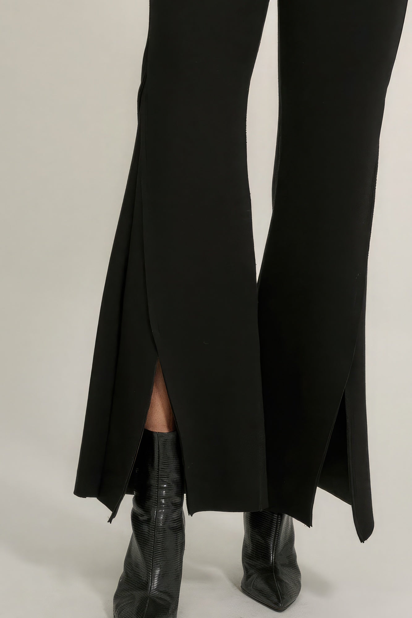 Solid Raw Edge Expose Seam Flare Pants