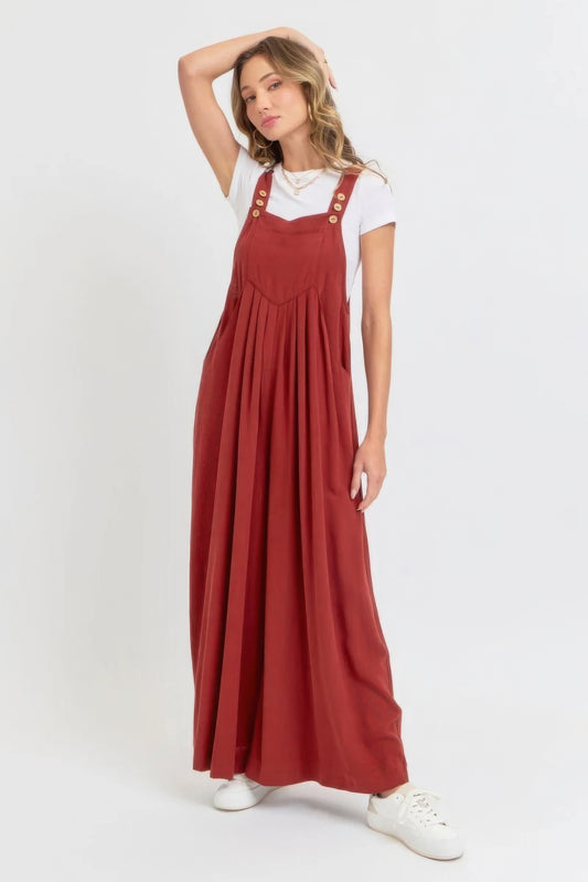 Adjustable Strap Overall Wide Leg Jumpsuit