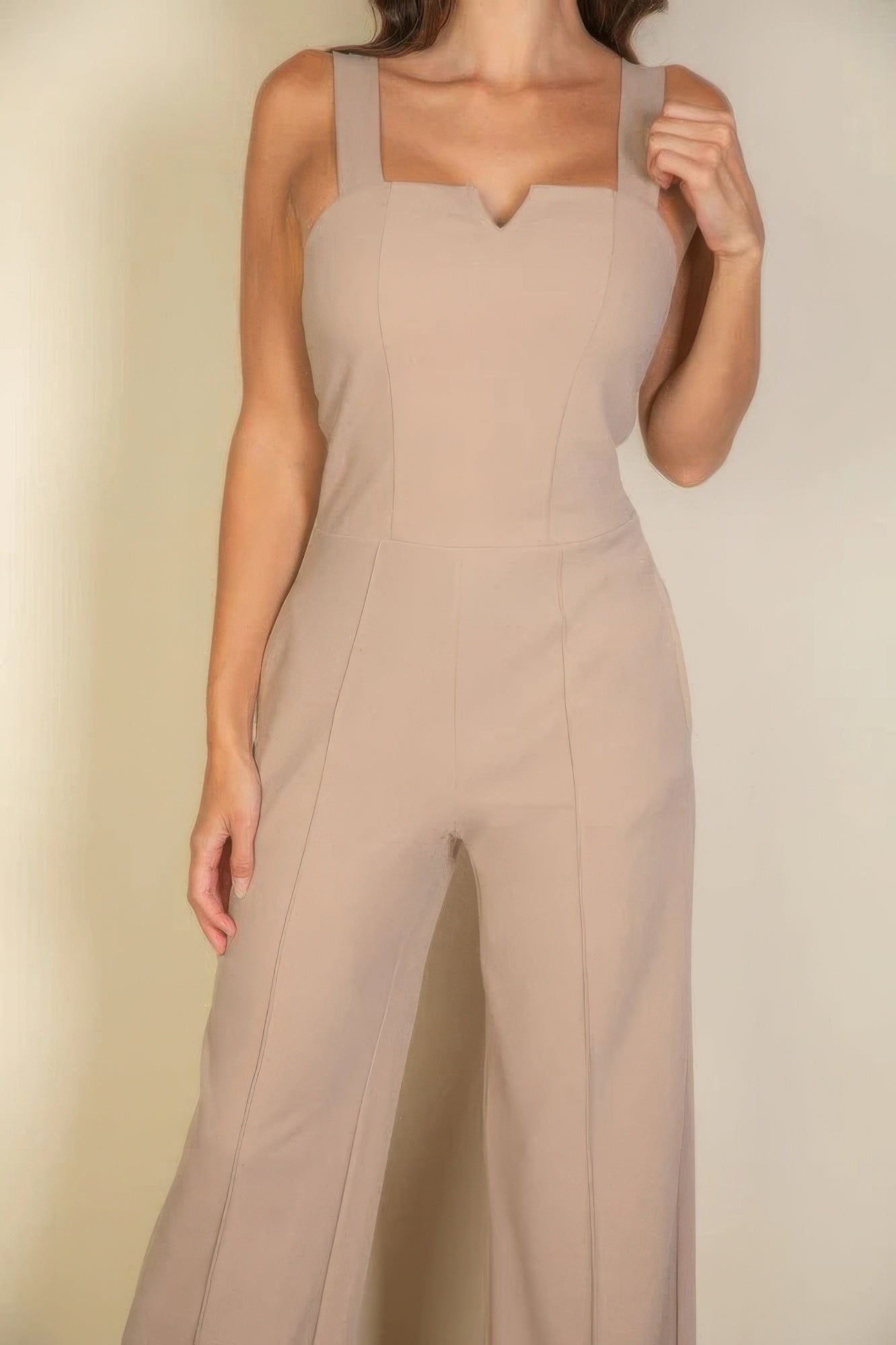 Notched neck cami jumpsuit