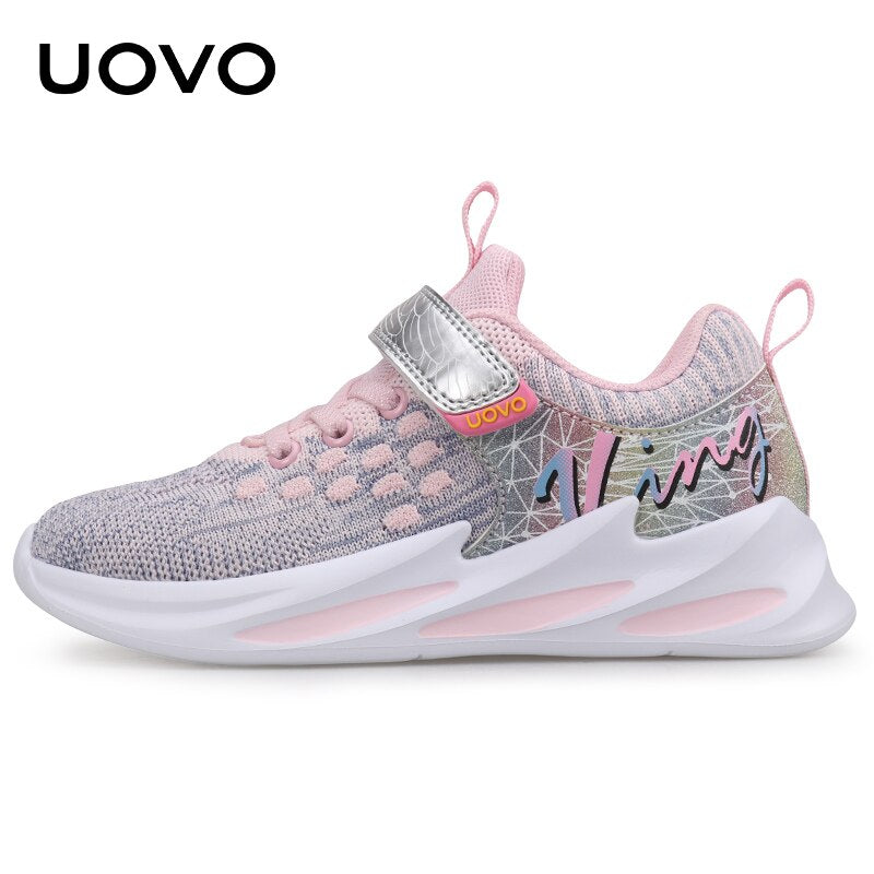 UOVO Kids Sport Running Footwear 2021 Autumn Children Breathable Mesh Shoes Girls Fashion Sneakers #27-35