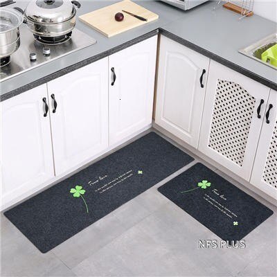 Kitchen Rug Floor Mat Carpet 40x60 &amp; 40x120 Polyester Fiber Embroidered Clover TPR Non Slip Door Mat Decorative Entrance Doormat