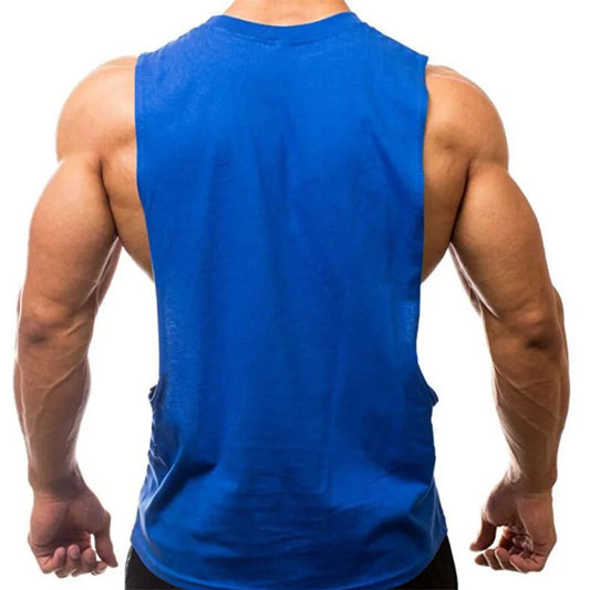 New Fitness Vest Men Tank Top Muscle Sleeveless Shirt Bodybuilding Undershirt Cotton O-neck Singlets Brand Gyms Clothing