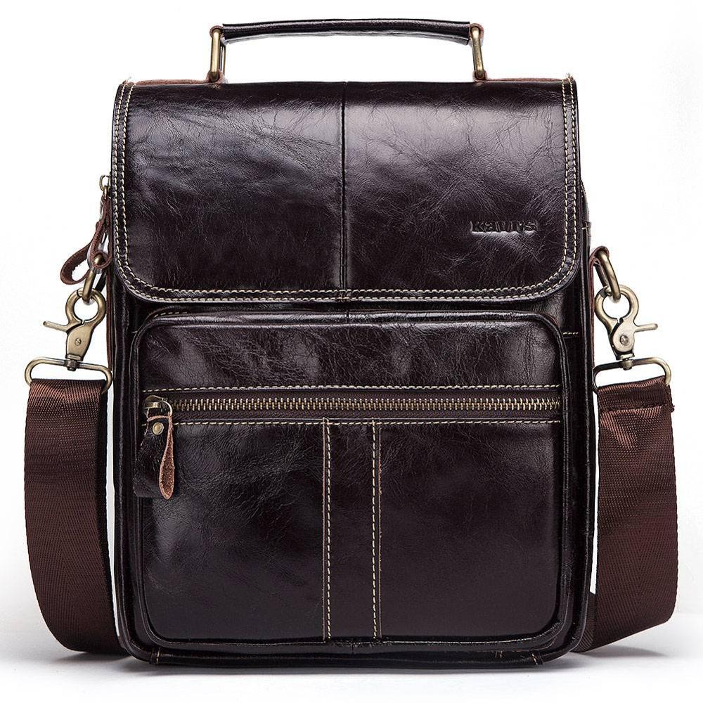KAVIS NEW Genuine Leather Men's Crossbody Bag Male Business Shoulder Bag for Men High Quality Messenger Bag for 9.7" Ipad Bolsas