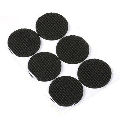 6 Pack Protective Pads For Chair and Tables 46MM Square Round Black Anti Vibration Non Shake TPR Sticky Anti-Slip Floor Mat Pad
