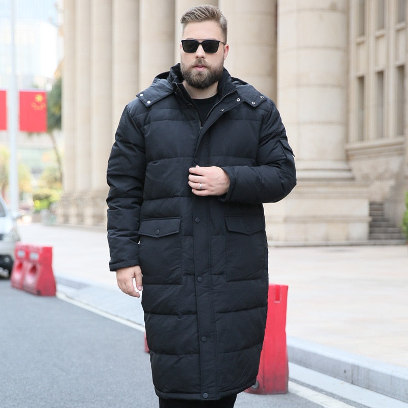 Extra Long Winter White Down Jacket Men 2020 86% Black Cargo Thick Coat Hooded Warm Male Plus Size 6XL 7XL 8X 9XL 10XL Clothing