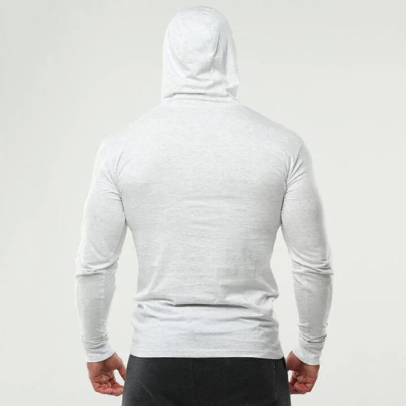 Mens Bodybuilding Hoodies Men Just Gym Hooded Long Sleeve T shirt Fitness Clothing Muscle Slim Solid Cotton Pullover Sweatshirt