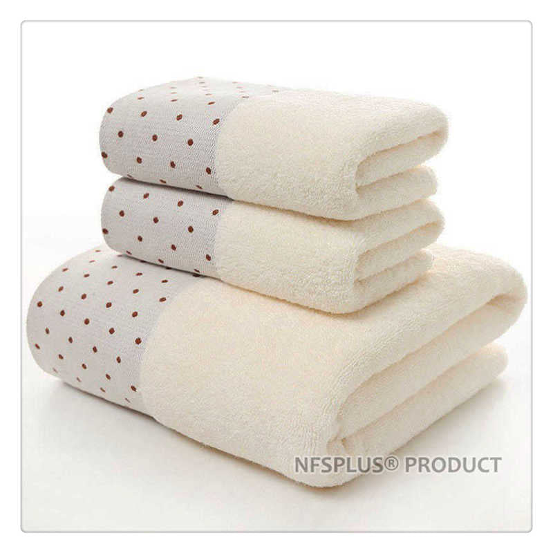 Cotton Bath Towel Set for Bathroom 2 Hand Face Towels 1 Bath Towel for Adult White Brown Grey Terry Washcloth Travel Sport Towel