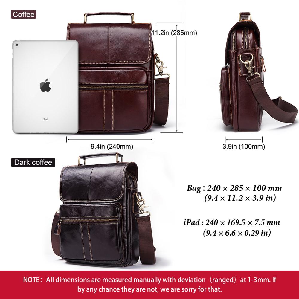 HUMERPAUL Genuine Leather Shoulder Bag Casual Men Crossbody Messenger Bags Top Quality Vintage Male Handbag Bolsos for 7.9" Ipad