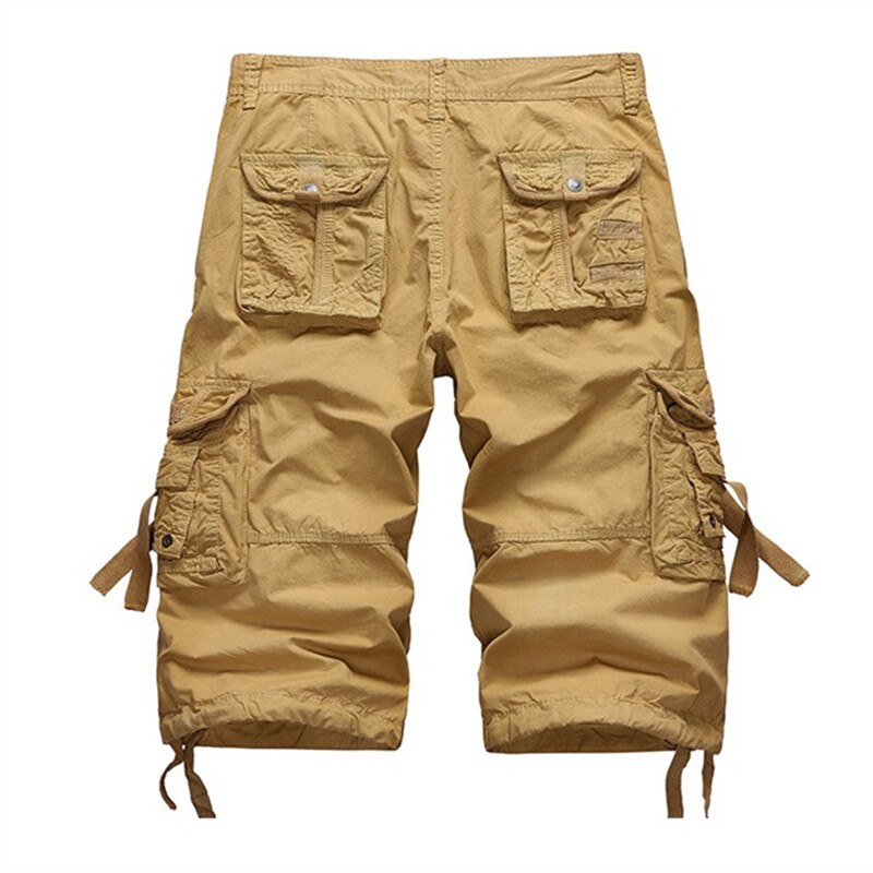 Summer Cargo Shorts Men Cotton Casual Outdoor Military Men's Shorts Multi-Pocket Fashion Calf-Length Pants Men Plus Size