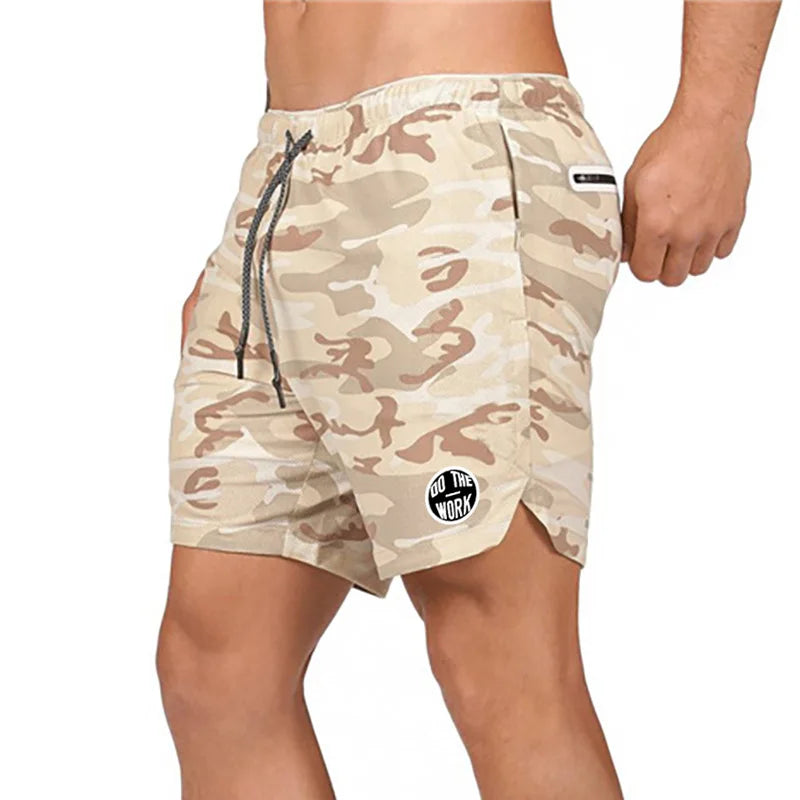 Men's Fitness Shorts Mens 2 in 1 Gyms Shorts Male double-deck Quick Drying Security Pocket Gym Shorts Jogging Shorts Men