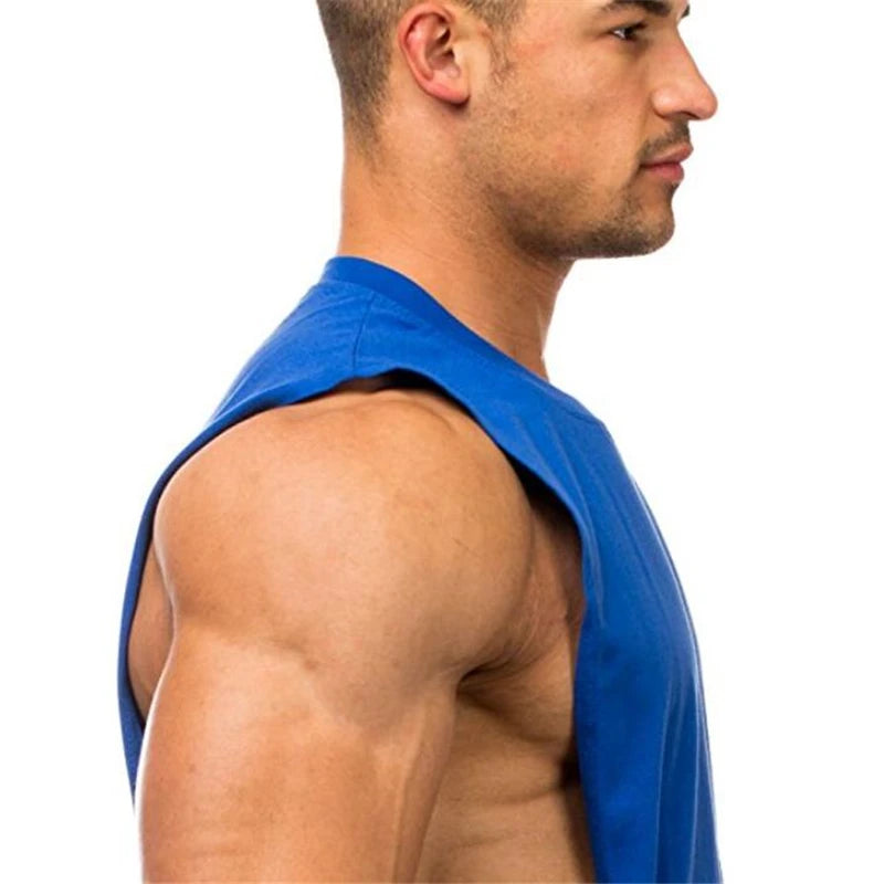 New Fitness Vest Men Tank Top Muscle Sleeveless Shirt Bodybuilding Undershirt Cotton O-neck Singlets Brand Gyms Clothing