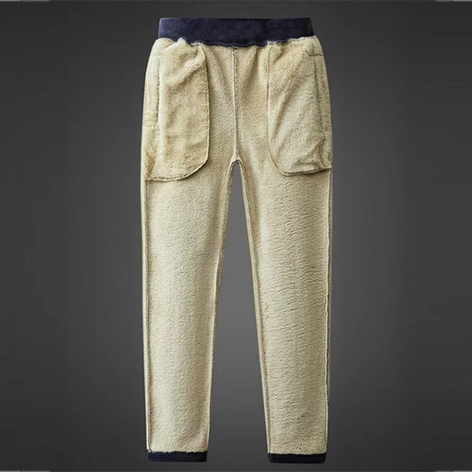 2023 Winter plus velvet contrast sports pants men's lambs wool casual pants large size warm Harlan small feet guard pants