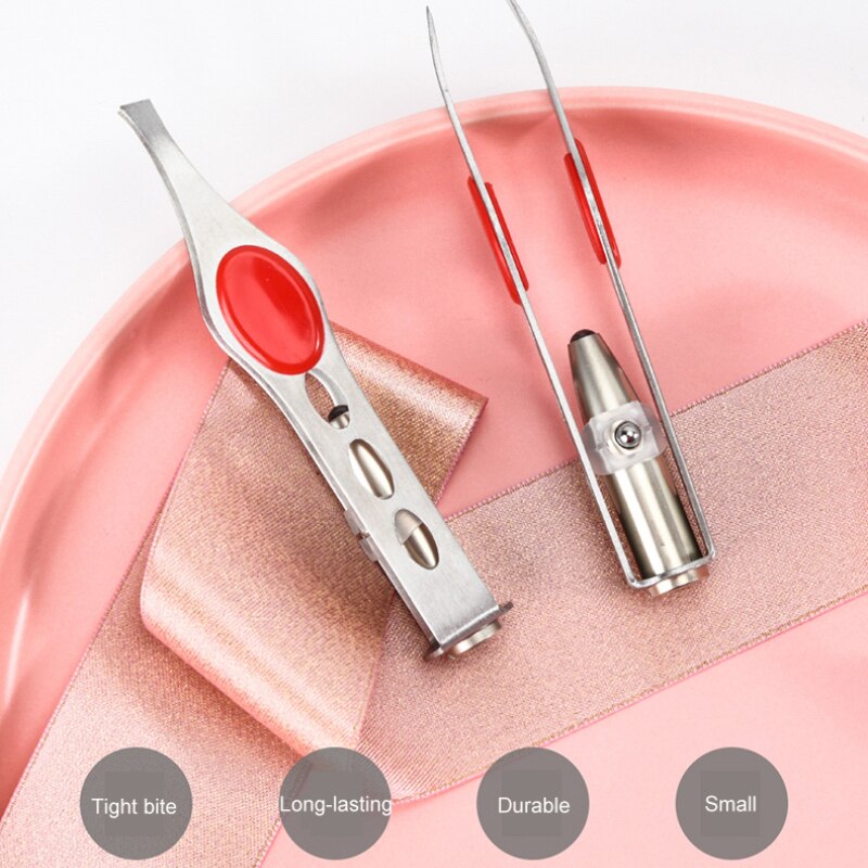 24PCs Stainless Steel LED Eyebrow Clip High Quality Tweezer LED Lighting Eyelash Clip Makeup Tools  Accessories