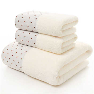 Cotton Bath Towel Set for Bathroom 2 Hand Face Towels 1 Bath Towel for Adult White Brown Grey Terry Washcloth Travel Sport Towel