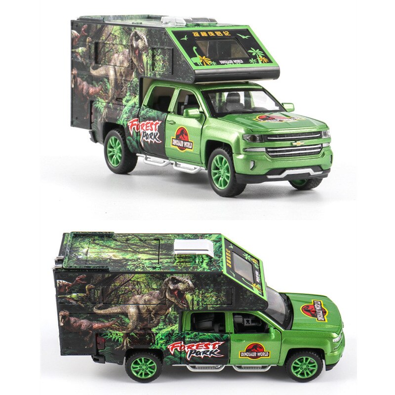 1:32 High Simulation Dinosaur Tyrannosaurus With Transport Vehicle Raptor Pull-Back Sound and Light Children Alloy Toy Model Car