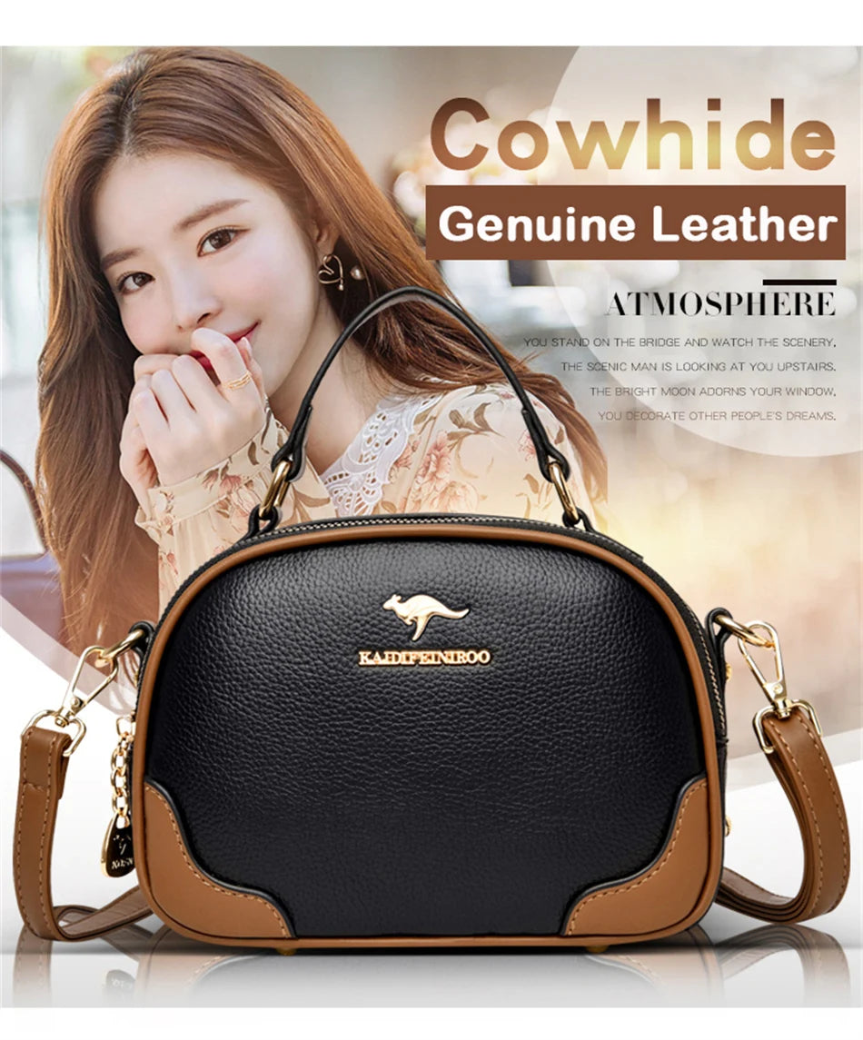 Genuine Top-handle Bag High capacity Luxury Designer Purses and Handbags Women Leather Shoulder Messenger Corssbody Sac Female