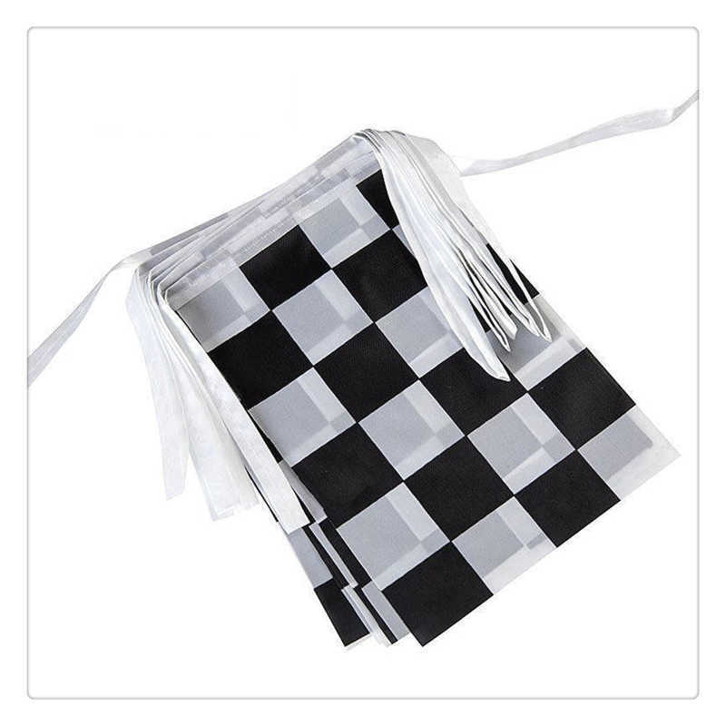 F1 Sport Checkered Flags Auto Racing Black and White Chequered Printed 14x21cm Rectangle Triangle Decorative Hanging Flag Banner