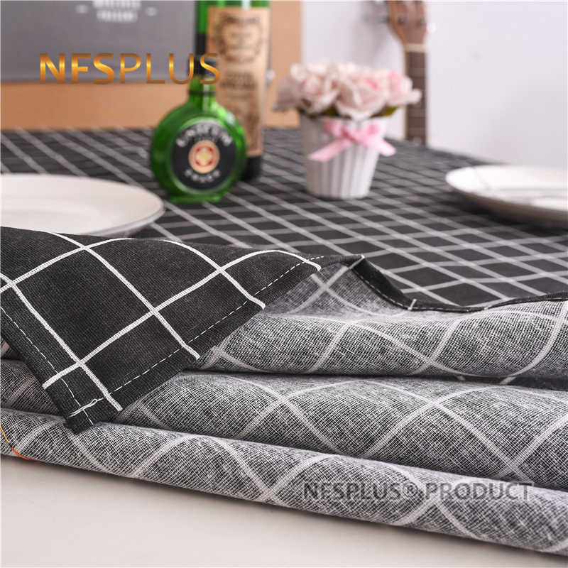 Plaid Table Cloth Rectangular Tablecloth Dinning Wedding Cotton Linen Black Grey White Home Party Decorative Table Cover Mat