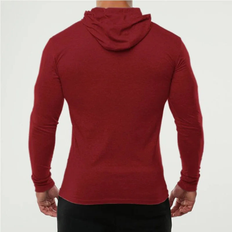 New Brand Bodybuilding T-shirt Hooded Men Gym Sweatshirts Long Sleeve Cotton Sportswear Fitness Clothing Muscle Tee Shirt