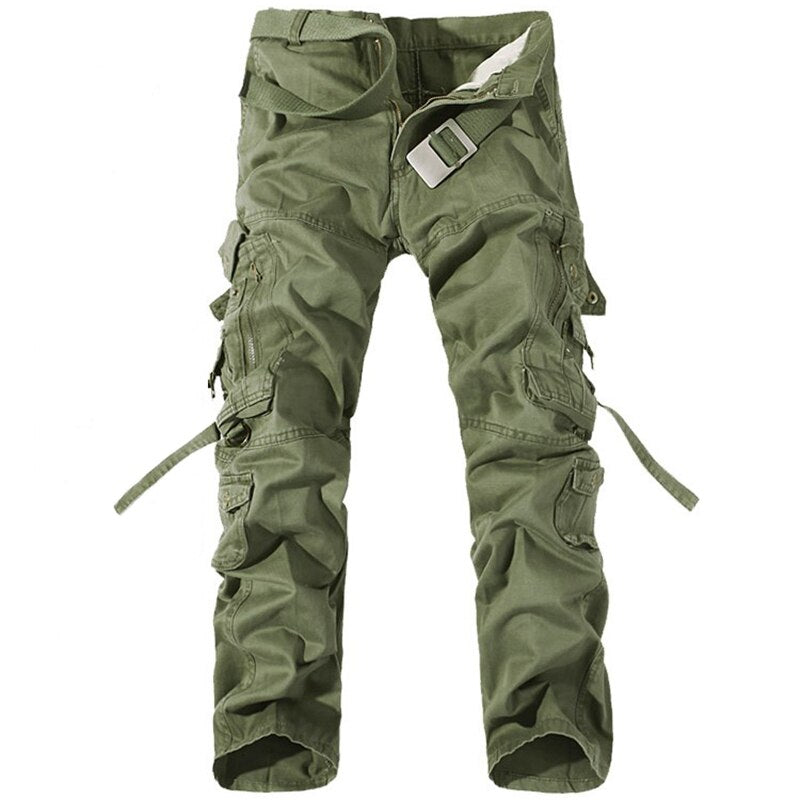 Men Cargo Pants Mens Casual Cotton Trousers Solid Men's Military Pants Overalls Multi Pockets Decoration Plus Size Without Belt