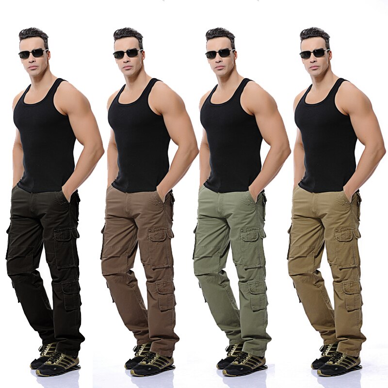 2023 New Mens Cargo Pants Army Green Black Big Pockets Decoration Casual Easy Wash Trousers Male Spring &autumn Pants Size 28-46