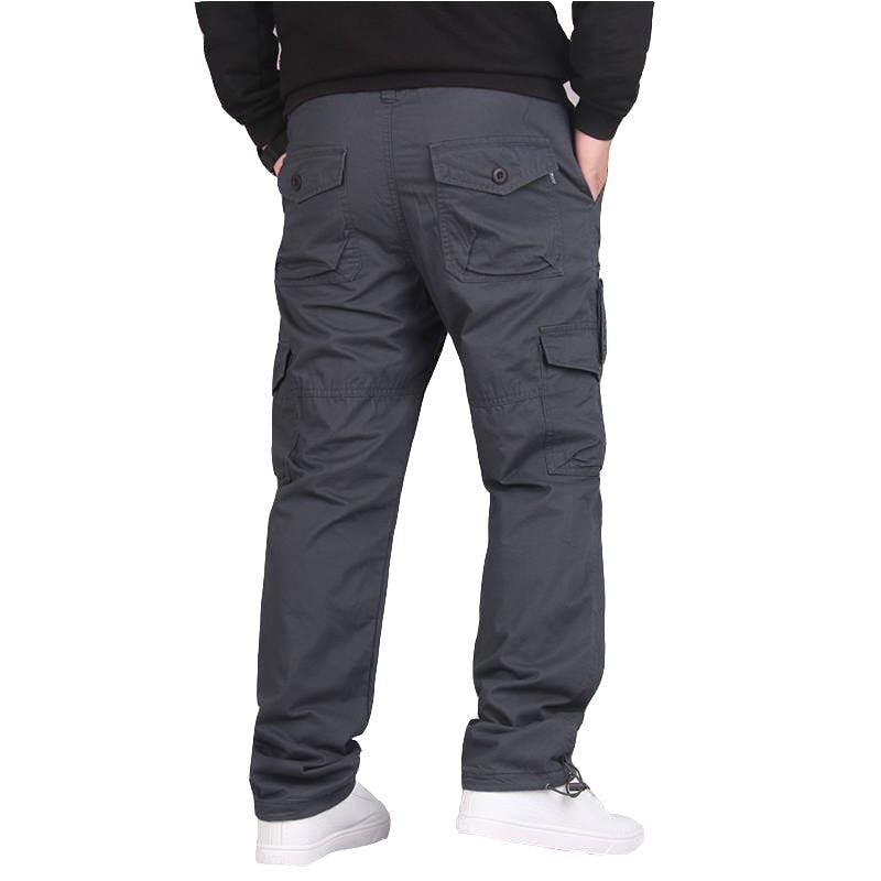 2023 Men's Fleece Cargo Pants Winter Thick Warm Pants Multi Pocket Casual Military Baggy Tactical Trousers Plus Size Full Length