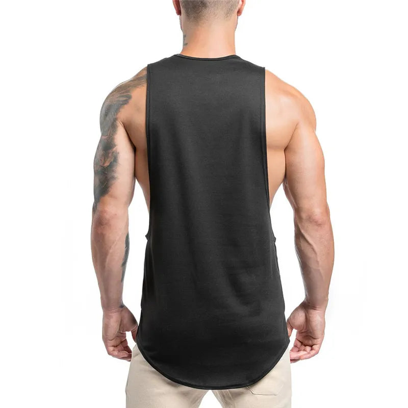 Mens Fitness Tank Tops Gym Clothing Bodybuilding Workout Cotton Sleeveless Vest Male Casual Breathable Fashion Sling Undershirt