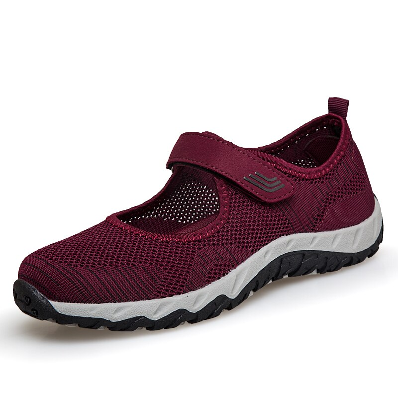 2021 spring and summer breathable mesh casual shoes ladies sneakers solid color hook and loop sneakers ladies shoes flat shoes