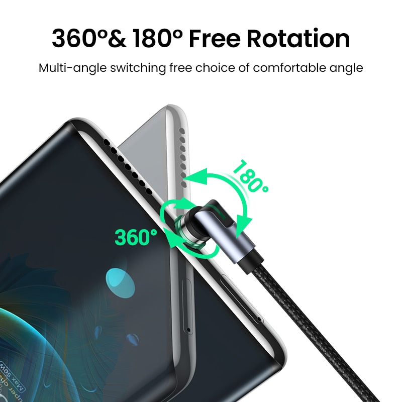 UGREEN USB Magnetic Charging Cable 540 Degree Rotating Fast Charging USB Type C Phone Charger Data Cable USB Type C Charging